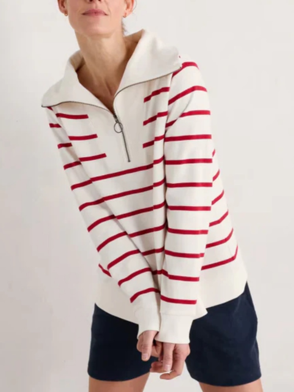Seasalt Cornwall Tideline Collared Sweatshirt in Amaranthe Chalk Rudder Size 14